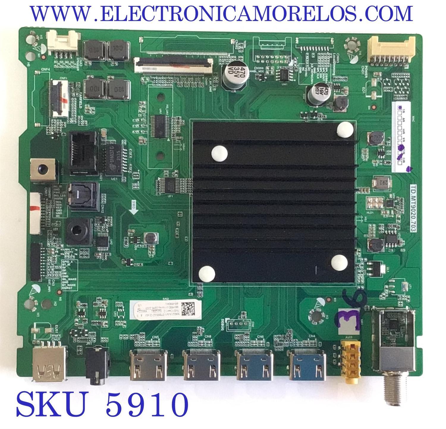MAIN PARA TV TOSHIBA·FIRE TV 4K·UHD·HDR / NUMERO DE PARTE 306021 / TD.MT9020.703 / 306022 / 65M550U / LP4E20145A0 / PANEL HD650Y3U73-TAL5KT\S0\GM\ROH / DISPLAY HV650QUB-E9D / MODELO 65M550KU 65M550U